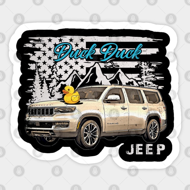 Jeep Wagoneer Car Form Vintage Artwork Sticker by A Cyborg Fairy